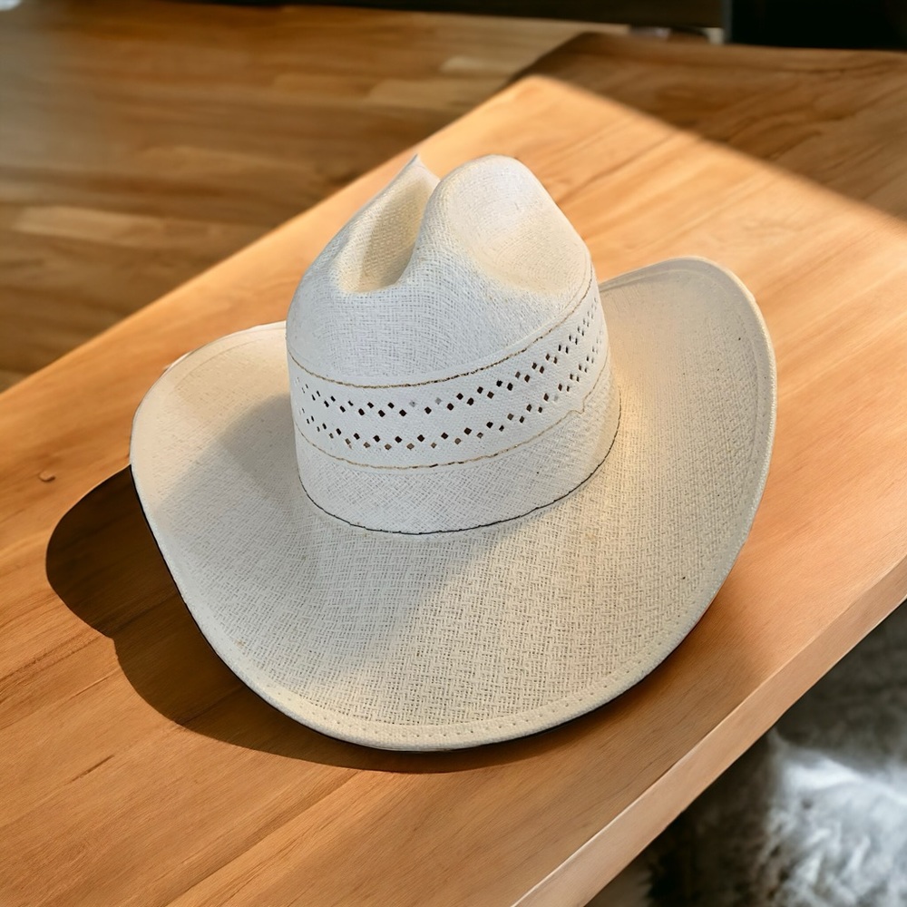 Western Express Inc Straw Women Cowboy Hat 6 5/8 53 Mexico White Yellowstone